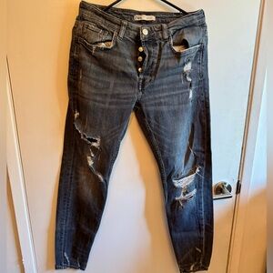 Zara Distressed Dark Gray Jeans